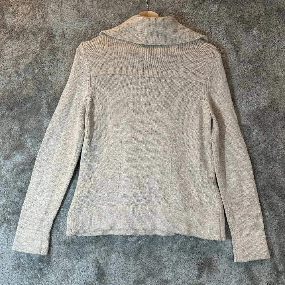 Talbots Petites Double Breasted Cardigan Sweater Collar Beige Tan S SP PS